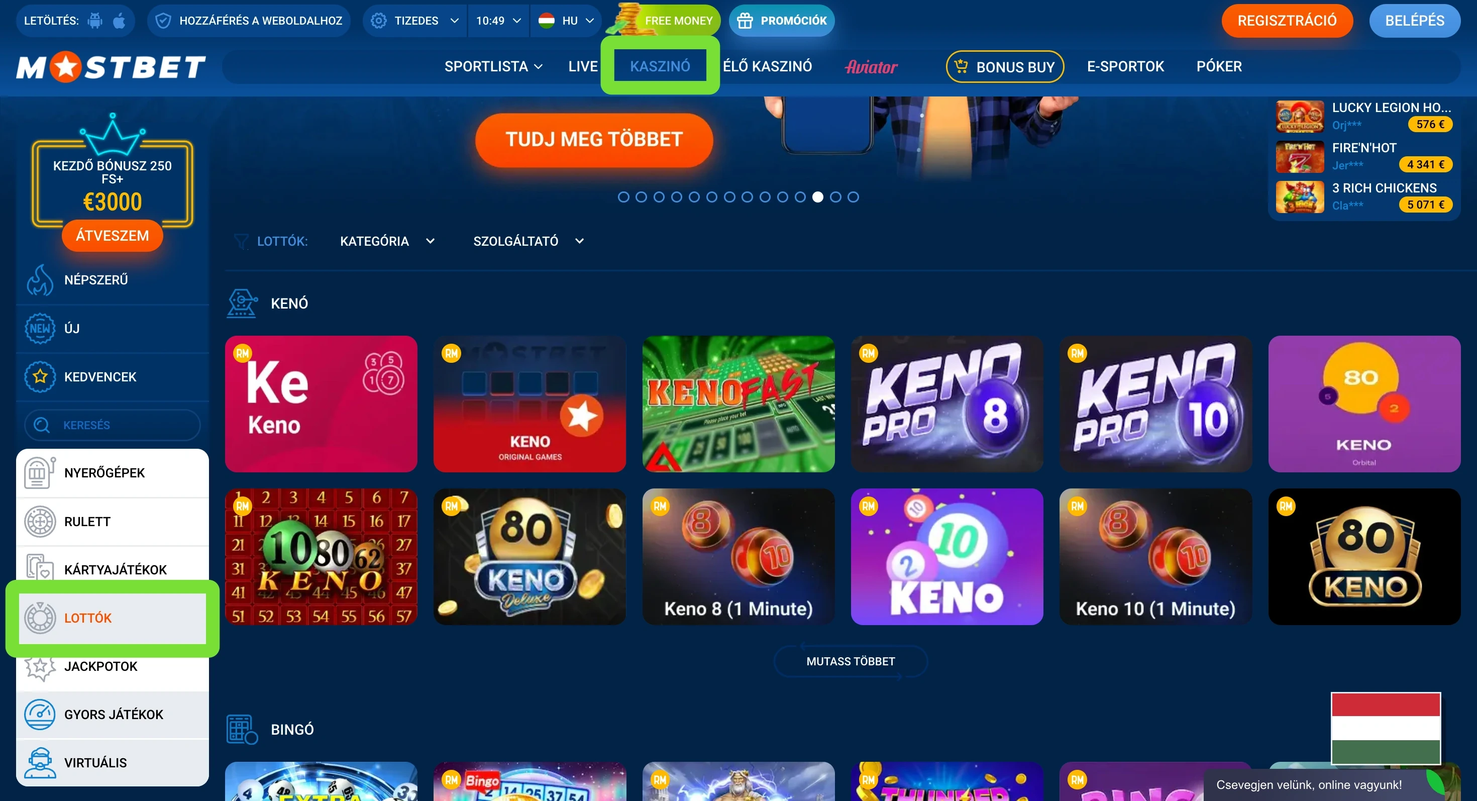 Mostbet Keno játékok kategóriája Mostbet Keno játékok kategóriája