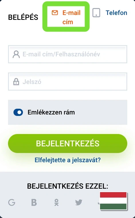 Mostbet e-mailes belépési űrlap