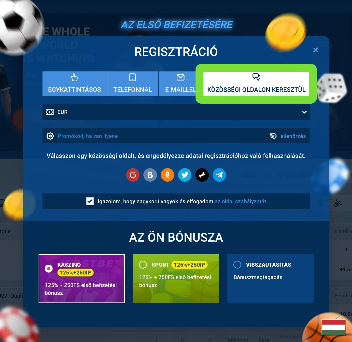 Mostbet közösségi profilos regisztráció